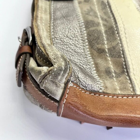 Fossil Leather Crossbody Bag MultiTexture Brown, Gray, Silver Vintage Classic - Picture 7 of 16